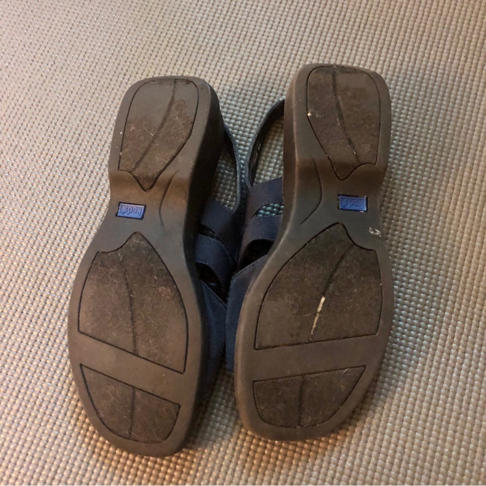 Vintage Keds Navy Blue Fabric Slingback Wedge Sandals - Picture 8 of 8